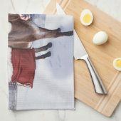 Weihnachtsdonkey mit lustigem rotem Hut Geschirrtuch (Viertel Falte)