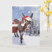 Weihnachtsdonkey mit lustigem rotem Hut Karte (Gelbe Blume)