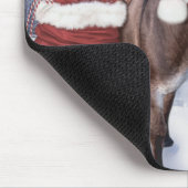 Weihnachtsdonkey mit lustigem rotem Hut Mousepad (Ecke)