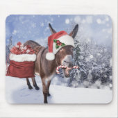 Weihnachtsdonkey mit lustigem rotem Hut Mousepad (Vorne)