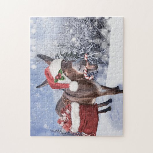 Weihnachtsdonkey mit lustigem rotem Hut Puzzle (Vertikal)