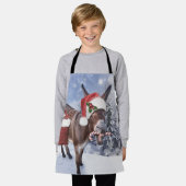 Weihnachtsdonkey mit lustigem rotem Hut Schürze (Getragen)