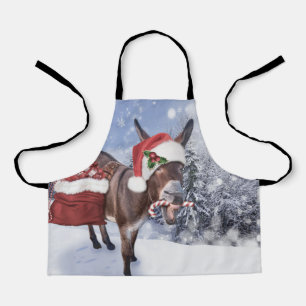 Weihnachtsdonkey mit lustigem rotem Hut Schürze