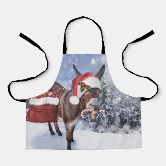 Weihnachtsdonkey mit lustigem rotem Hut Schürze (Vorderseite)