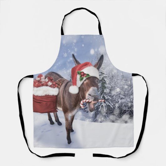 Weihnachtsdonkey mit lustigem rotem Hut Schürze (Vorderseite)