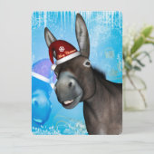Weihnachtsdonkey mit Weihnachtsmütze Einladung (Stehend Vorderseite)