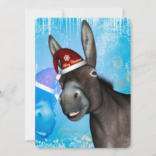 Weihnachtsdonkey mit Weihnachtsmütze Einladung