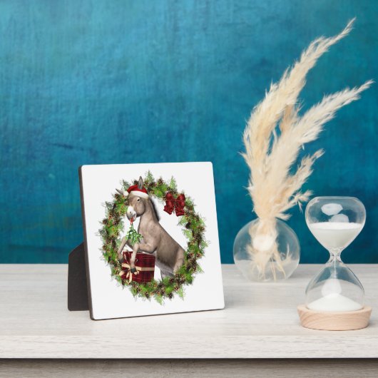WeihnachtsDonkey Santa Tabletop Plaque mit Easel Fotoplatte (InSitu)