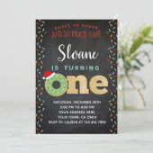 WeihnachtsDonut 1. Geburtstag Einladung (Stehend Vorderseite)