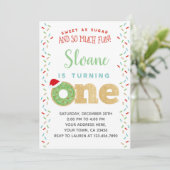 WeihnachtsDonut 1. Geburtstag Einladung (Stehend Vorderseite)