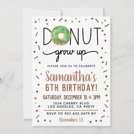 WeihnachtsDonut wird zum Geburtstag eingeladen Einladung (Vorderseite)