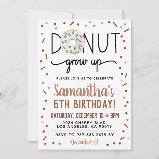 WeihnachtsDonut wird zum Geburtstag eingeladen Einladung (Vorderseite)