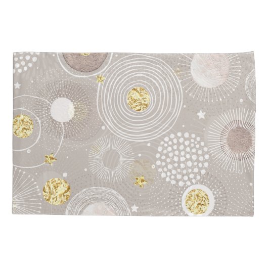 Weihnachtsdoodles: goldener Hintergrund. Kissenbezug (Rückseite)