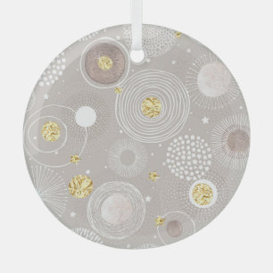 Weihnachtsdoodles: goldener Hintergrund. Ornament Aus Glas