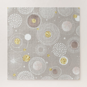 Weihnachtsdoodles: goldener Hintergrund. Puzzle