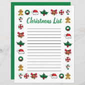 Weihnachtsdoodles Kinderweihnachtsliste Vorlage (Vorne/Hinten)