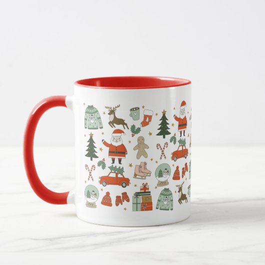 Weihnachtsdoodles niedliche Tasse (Links)