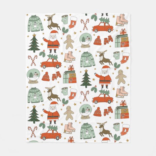 Weihnachtsdoodles niedlicher Urlaub Fleece Blanket (Vorderseite)
