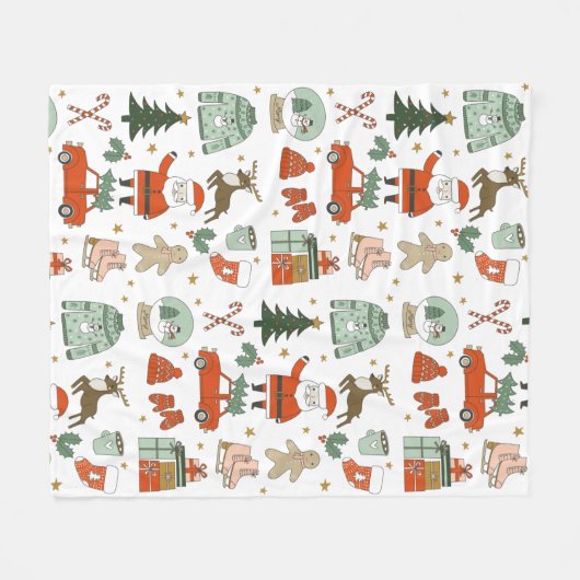 Weihnachtsdoodles niedlicher Urlaub Fleece Blanket (Vorderseite (Horizontal))