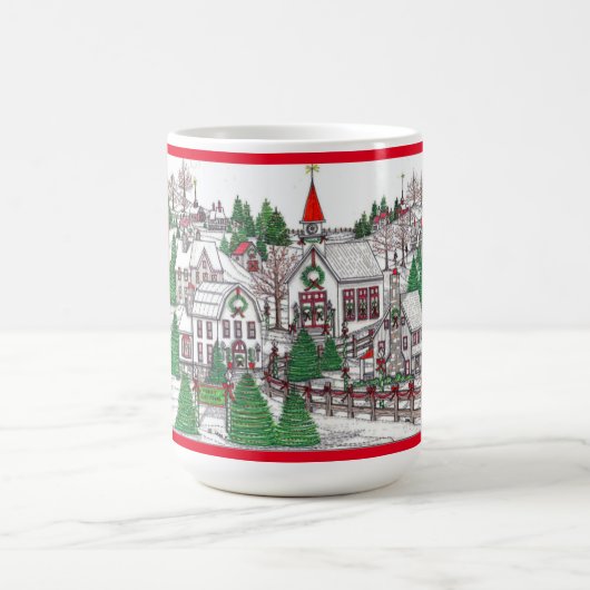 Weihnachtsdorf 15oz Tasse; Handgezeichnet Kaffeetasse (Mittel)