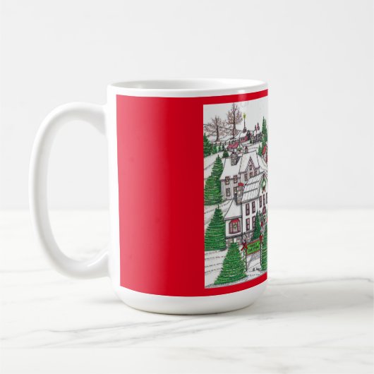 Weihnachtsdorf 15oz Tasse; Handgezeichnet Kaffeetasse (Links)