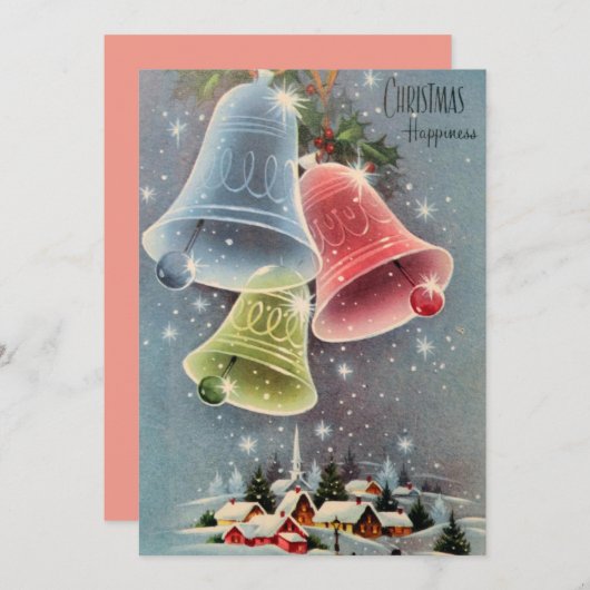 Weihnachtsdorf Bells Schneeflocken Feiertagskarte (Vorne/Hinten)