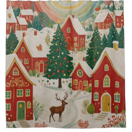 Weihnachtsdorf Duschvorhang