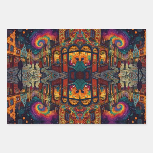 Weihnachtsdorf Europa England Geschenkpapier Set (Vorderseite)