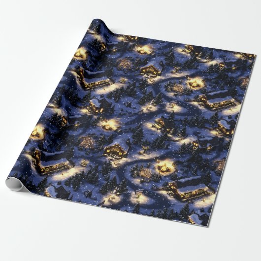 Weihnachtsdorf Fantasy D&D Style Wrapping Paper Geschenkpapier (Ungerollt)