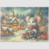 Weihnachtsdorf Feierliche Maus Decoupage Seidenpapier (Vorderseite)