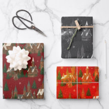 Weihnachtsdorf-Feiertags-Geschenkpapier – Festlich