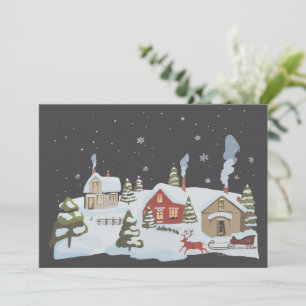 Weihnachtsdorf Feiertagsbauernhof Feiertage Vintag Feiertagskarte