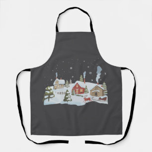 Weihnachtsdorf Feiertagsfarm Feiertags Vintage Schürze