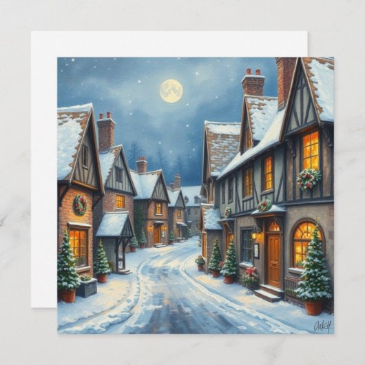 Weihnachtsdorf Feiertagskarte (Vorne/Hinten)