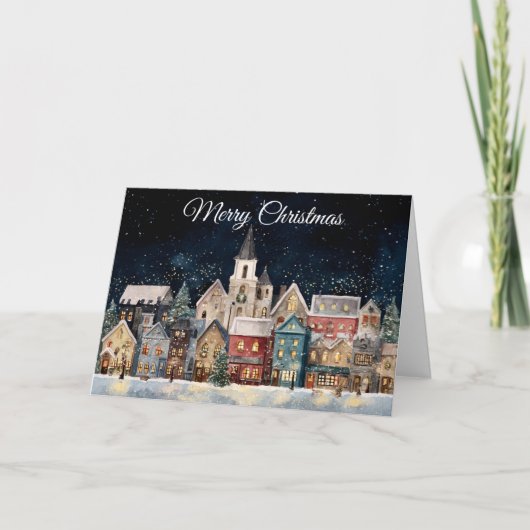 Weihnachtsdorf Feiertagskarte (Vorderseite)