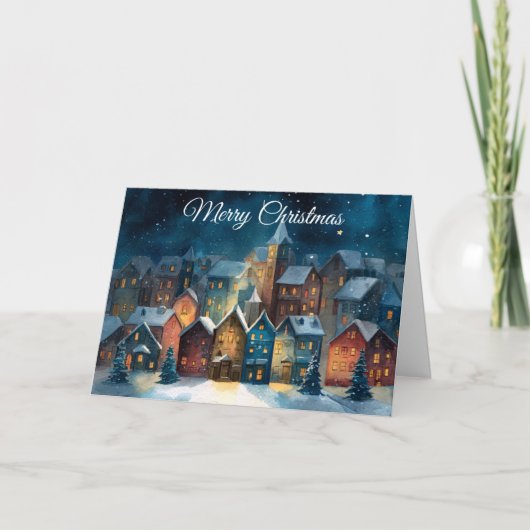 Weihnachtsdorf Feiertagskarte (Vorderseite)