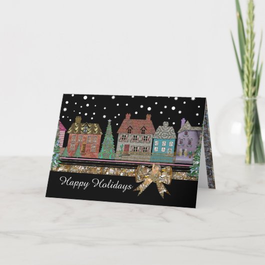 Weihnachtsdorf Feiertagskarte (Vorderseite)