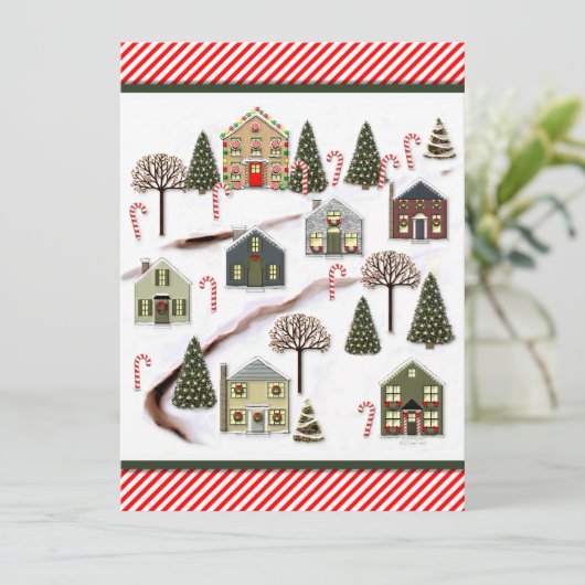 Weihnachtsdorf Feiertagskarte (Stehend Vorderseite)