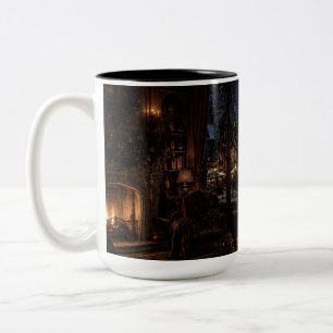 Weihnachtsdorf-Fenster Schwarze Tasse