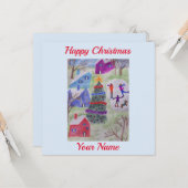 Weihnachtsdorf-Flachkarte Karte (Vorderseite/Rückseite Beispiel)