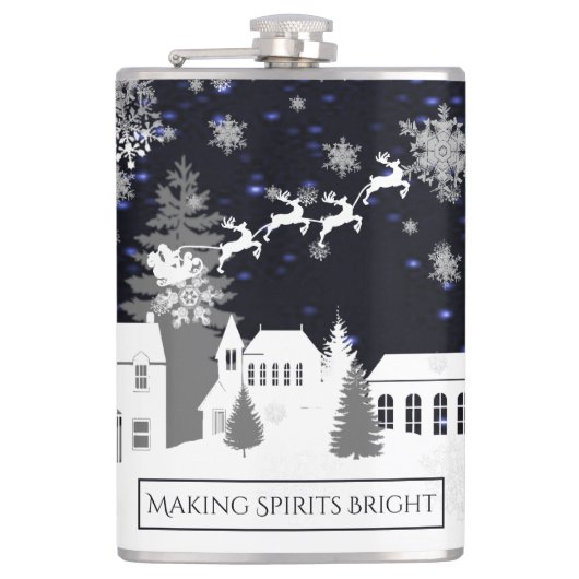 Weihnachtsdorf-Flasche Flachmann (Vorderseite)