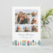 Weihnachtsdorf Foto Collage Feiertagskarte (Stehend Vorderseite)