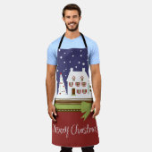 Weihnachtsdorf Frohe Weihnachten Roter Schnee Wint Schürze (Getragen)