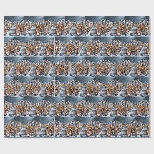 Weihnachtsdorf Geschenkpapier (Flach)