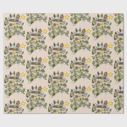 Weihnachtsdorf geschenkpapier (Flach)