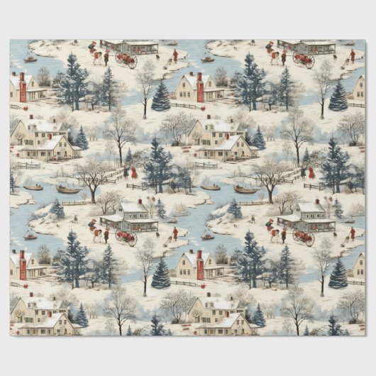 Weihnachtsdorf Geschenkpapier (Flach)