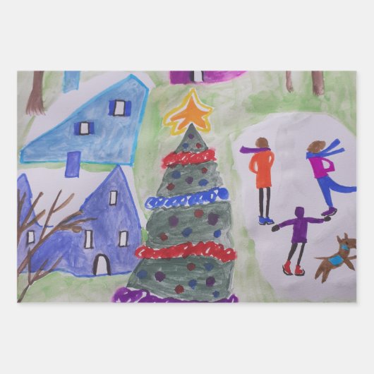 Weihnachtsdorf Geschenkpapier Set (Vorderseite 3)