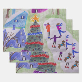 Weihnachtsdorf Geschenkpapier Set