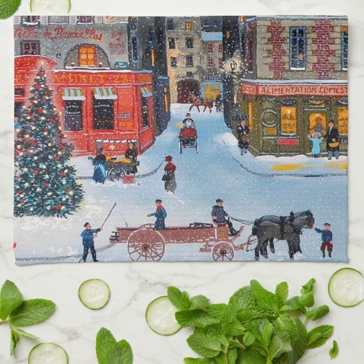 Weihnachtsdorf Geschirrtuch (Gefaltet)