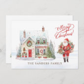 Weihnachtsdorf-Haus Santa Feiertagskarte (Vorne/Hinten)